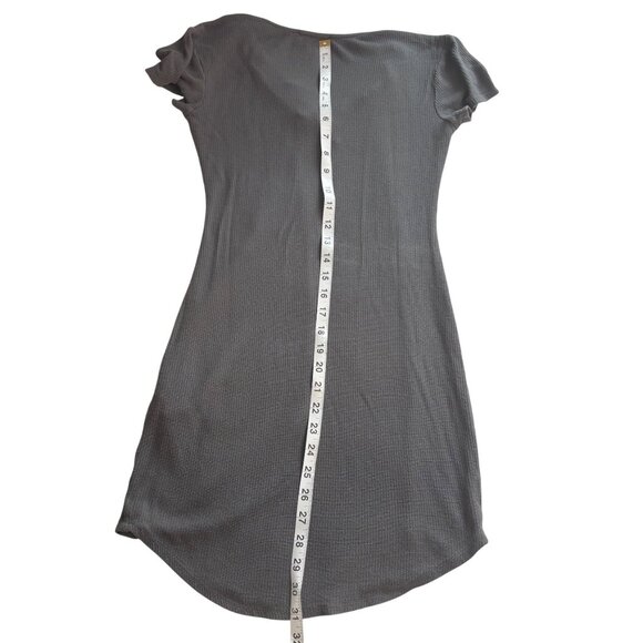 Gray Lace-Up Ribbed Short Sleeve Bodycon Mini Dress Size S Forever 21 - Picture 9 of 9
